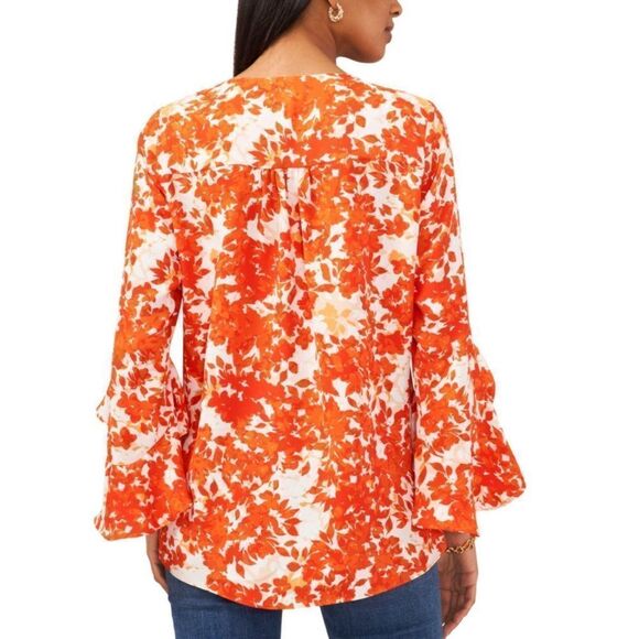 Vince Camuto Flowy Bell Sleeve Blouse Size  L - Picture 3 of 11